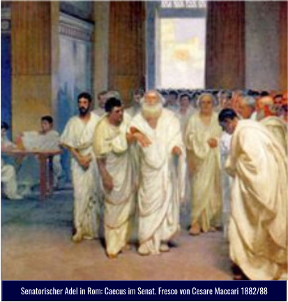Senatorischer Adel in Rom: Caecus im Senat. Fresco von Cesare Maccari 1882/88